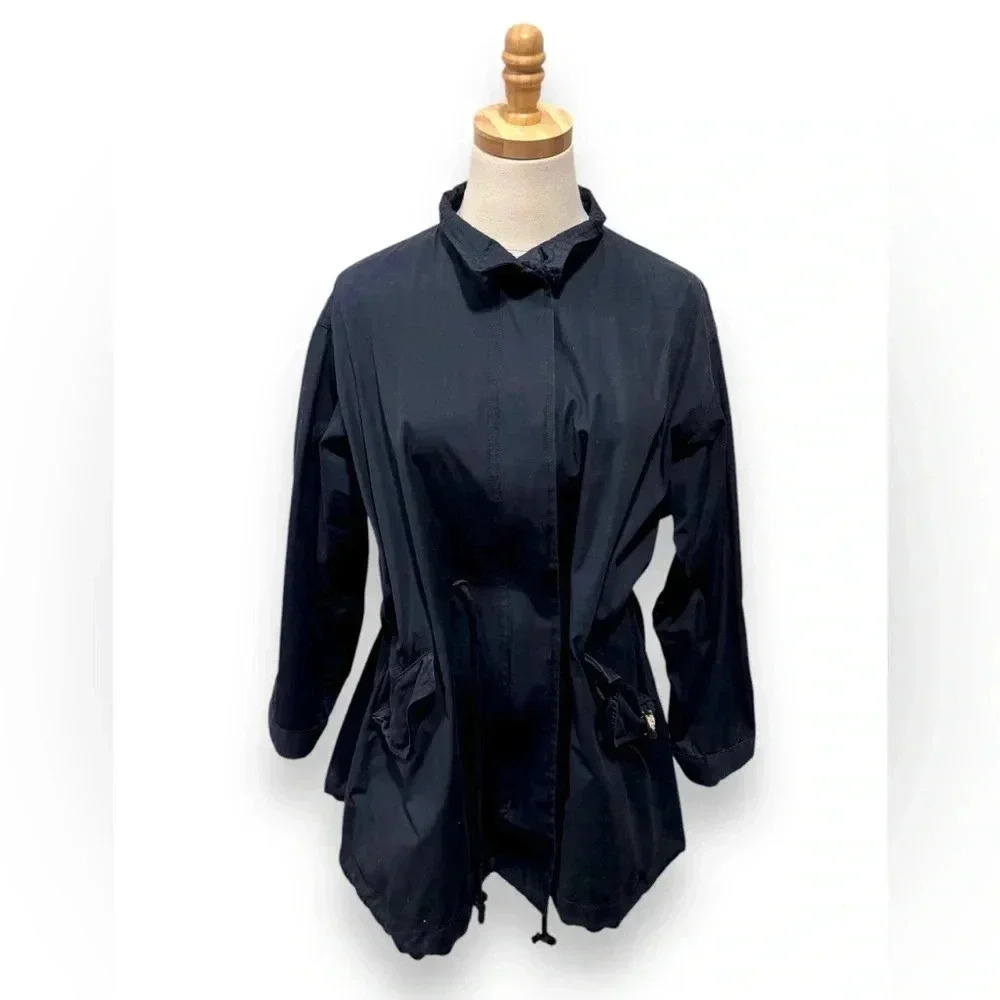 Scotch & Soda Madison Flared Super Parka Navy Blue Trench Coat Size Small